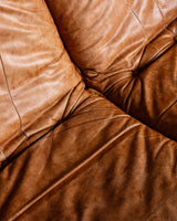 Scandinavian Brutalist Leather and Oak Sofa, Scandinavia, 1970s
