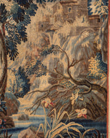 Continental Verdure Tapestry w/ Castle Scene, Europe, 17th Century