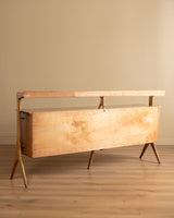 Italian Wood & Glass Top Sideboard Manner of Ico Parisi, 1950s