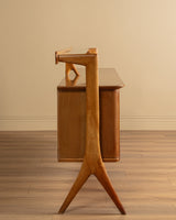 Italian Wood & Glass Top Sideboard Manner of Ico Parisi, 1950s