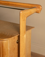 Italian Wood & Glass Top Sideboard Manner of Ico Parisi, 1950s
