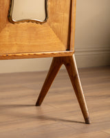Italian Wood & Glass Top Sideboard Manner of Ico Parisi, 1950s