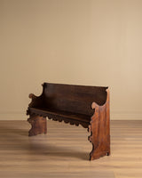 Carved Wood Scroll-Arm Bench, Belgium, Late 19th Century