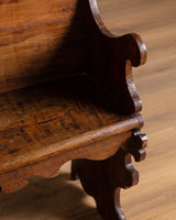 Carved Wood Scroll-Arm Bench, Belgium, Late 19th Century