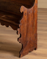 Carved Wood Scroll-Arm Bench, Belgium, Late 19th Century