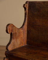 Carved Wood Scroll-Arm Bench, Belgium, Late 19th Century