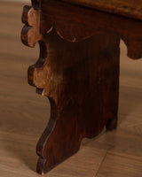 Carved Wood Scroll-Arm Bench, Belgium, Late 19th Century
