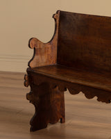Carved Wood Scroll-Arm Bench, Belgium, Late 19th Century