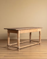 Rustic Farmhouse Table w/ Scalloped Stretcher, Italy, Late 19th Century
