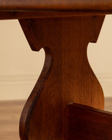 Brutalist Oak 63" Trestle Dining Table, France, 1960's