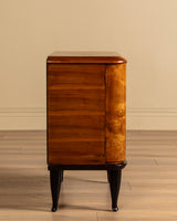 Art Deco Burl Bar Cabinet w/ Ebonized Legs, Italy, 1930's