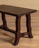 Brutalist Gouged Wood Side Table, France, 1950's