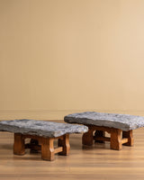 Belgian Bluestone & Oak Coffee Table, 1970's (2 Available)
