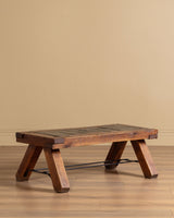 Brutalist Wood & Slate Coffee Table, Belgium, 1960's