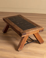 Brutalist Wood & Slate Coffee Table, Belgium, 1960's