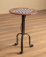 Iron & Pieced Marble Chess Side Table, Italy, 19th Century
