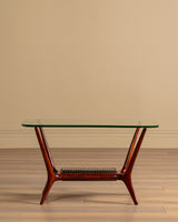 Italian Wood & Glass Coffee Table Manner of Gio Ponti, 1950's
