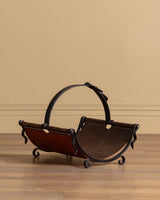 Leather and Iron Log Holder w/ Buckle, France, 1950's