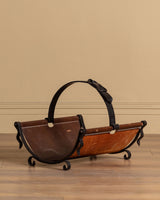 Leather and Iron Log Holder w/ Buckle, France, 1950's
