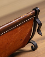 Leather and Iron Log Holder w/ Buckle, France, 1950's