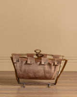 Suede and Scluptural Brass Magazine Rack by David Marshall, Spain, 1970's