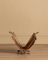 Suede and Scluptural Brass Magazine Rack by David Marshall, Spain, 1970's