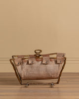 Suede and Scluptural Brass Magazine Rack by David Marshall, Spain, 1970's