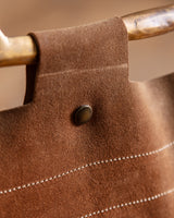 Suede and Scluptural Brass Magazine Rack by David Marshall, Spain, 1970's