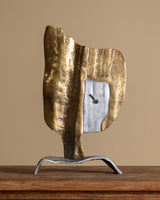 Brutalist Brass Sculptural Table Clock by David Marshall, Spain, 1970's