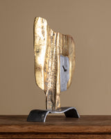 Brutalist Brass Sculptural Table Clock by David Marshall, Spain, 1970's