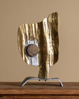 Brutalist Brass Sculptural Table Clock by David Marshall, Spain, 1970's