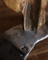 Brutalist Brass Sculptural Table Clock by David Marshall, Spain, 1970's