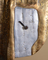Brutalist Brass Sculptural Table Clock by David Marshall, Spain, 1970's