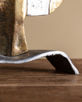 Brutalist Brass Sculptural Table Clock by David Marshall, Spain, 1970's
