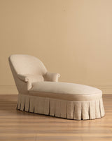 Napoleon III Chaise Longue in Ecru Linen, France, 19th Century
