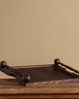 Wooden Serving Tray with Turned Ball Handles, France, 1970's