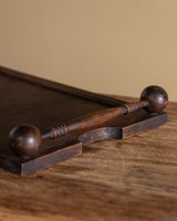 Wooden Serving Tray with Turned Ball Handles, France, 1970's
