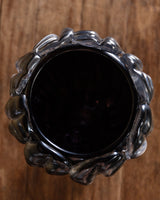 Large Hand Blow Murano Black Glass Leaf-Trim Vase #1, Italy, 2000's