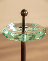 Italian Faceted Glass and Brass Floor Ashtray Stand, 1960's