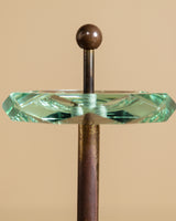 Italian Faceted Glass and Brass Floor Ashtray Stand, 1960's