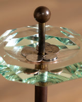 Italian Faceted Glass and Brass Floor Ashtray Stand, 1960's