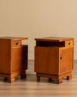 Pair of Art Deco Oak Nightstands, France, 1940's