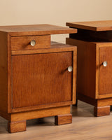 Pair of Art Deco Oak Nightstands, France, 1940's