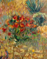 Sunlit Garden Landscape Oil Painting, French, Early 20th Century