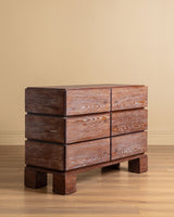 Cerused Dark Oak Six-Drawer Dresser, France, 1950's