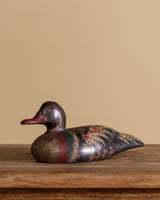 Red-Brown Painted Wood Duck Decoy, Sweden, Early 20th Century