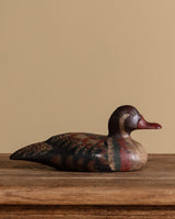 Red-Brown Painted Wood Duck Decoy, Sweden, Early 20th Century