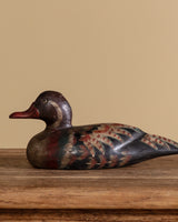 Red-Brown Painted Wood Duck Decoy, Sweden, Early 20th Century