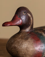 Red-Brown Painted Wood Duck Decoy, Sweden, Early 20th Century