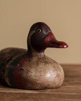 Red-Brown Painted Wood Duck Decoy, Sweden, Early 20th Century
